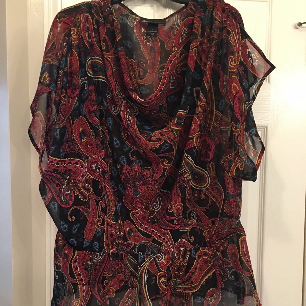 Sheer paisley top with peplum